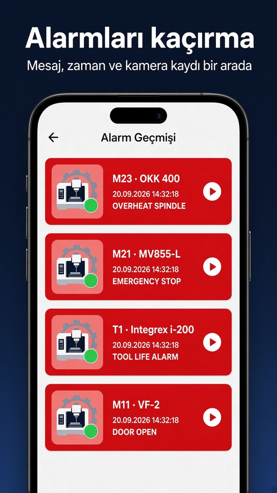 Alarm geçmişi listesi